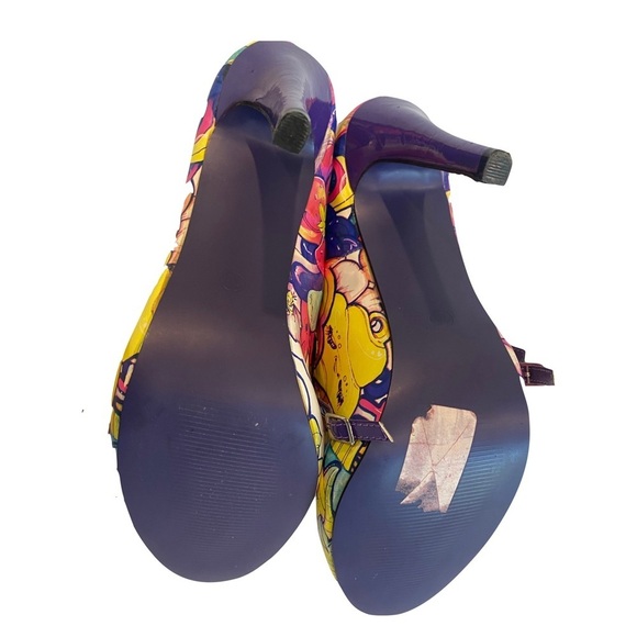 NWOTB — ACRYLICANA — FUNKY TECHNO COLOR, PURPLE STRAPPY PUMPS, Size 10 - Picture 11 of 12